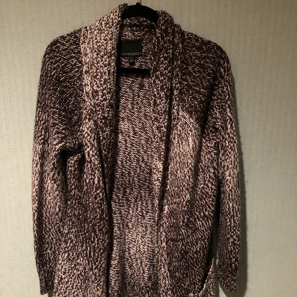 Cynthia Rowley gray& white speckled wool sweater